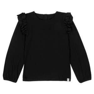 Black Jersey Blouse With Frills - 8